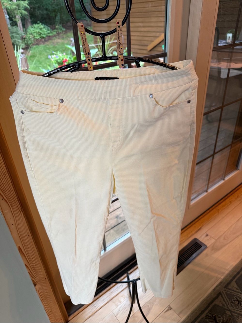 Mario Serrani Italy Women’s Light Yellow Pinstripe Pullon Sz M Pants